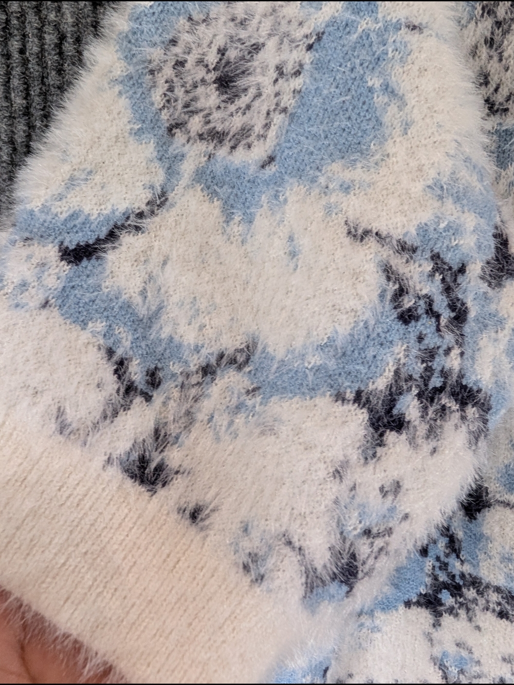 NWT Rachel Zoe Blue White Floral Eyelash Knit Short Sleeve Sweater Size M - Picture 3 of 7